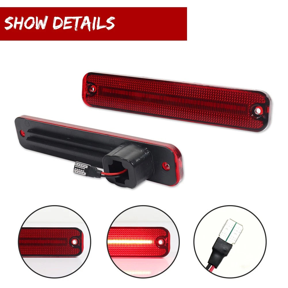 2X Red Lens Full LED Rear Side Marker Lights for Ford Bronco (1980–1996)