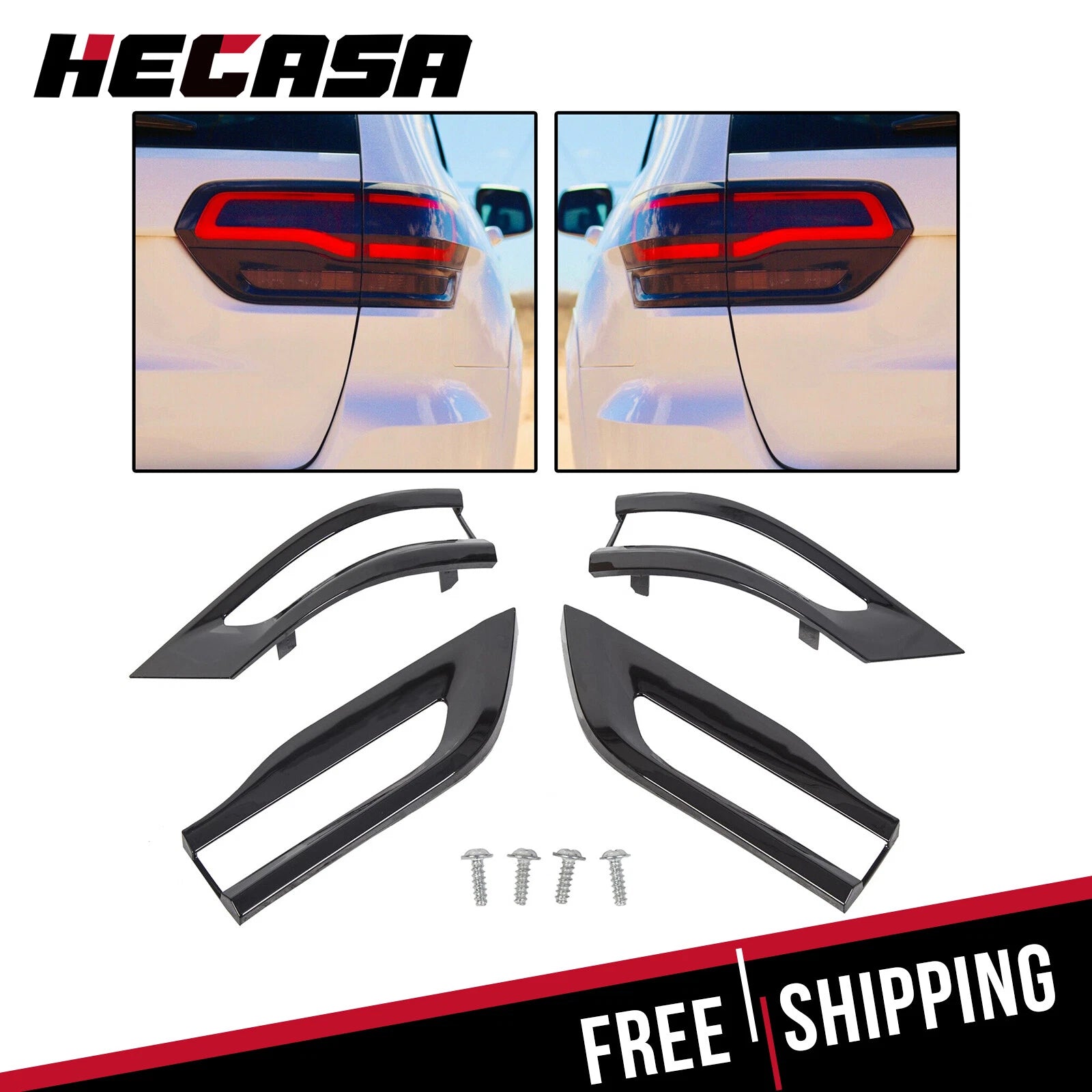 Gloss Black Tail Light Lamp Cover Trim Bezels for Jeep Grand Cherokee (2014–2021)