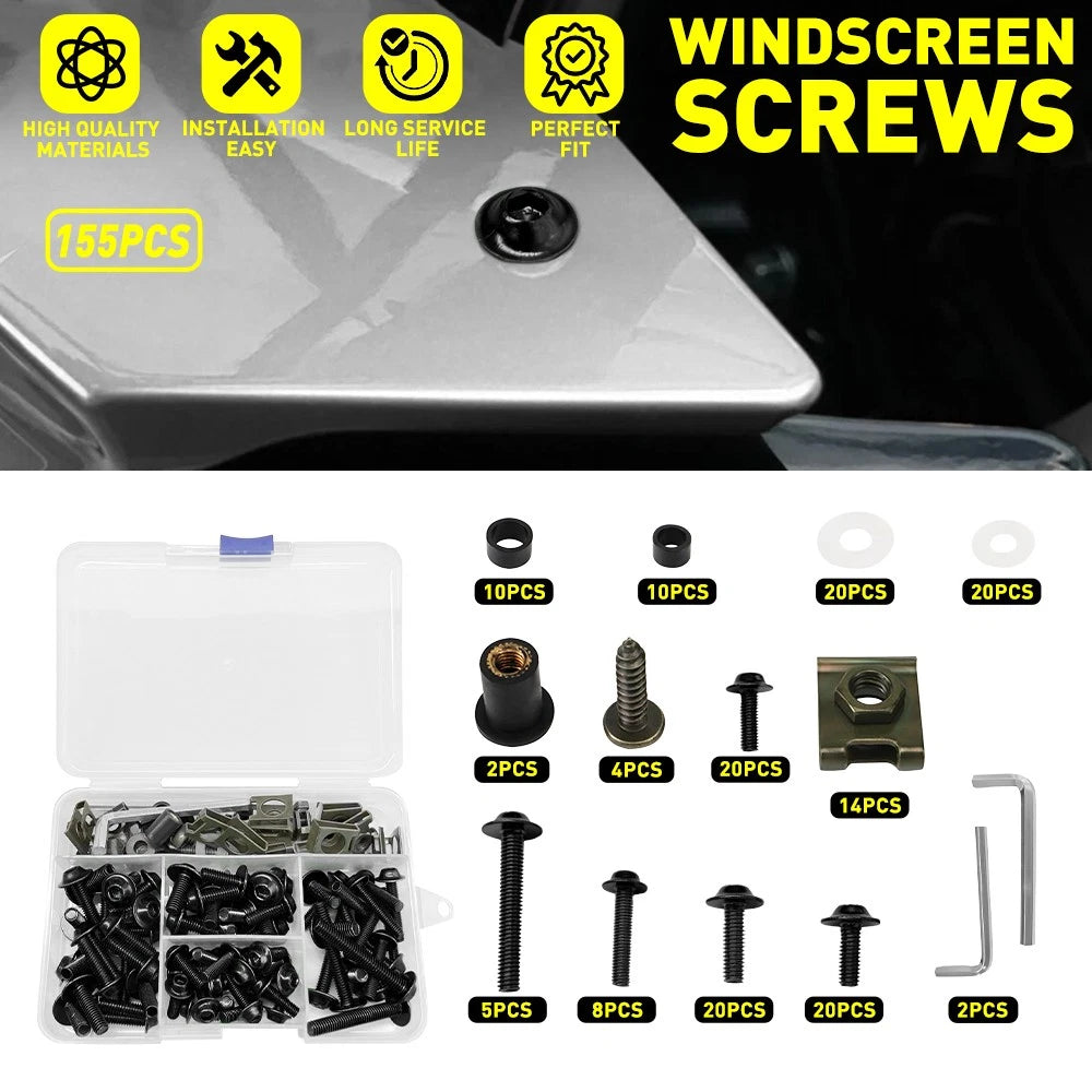 155pc Black Aluminum Fairing Bolts Kit M5 M6 for Honda CBR600RR CBR1000RR (2003–2023)