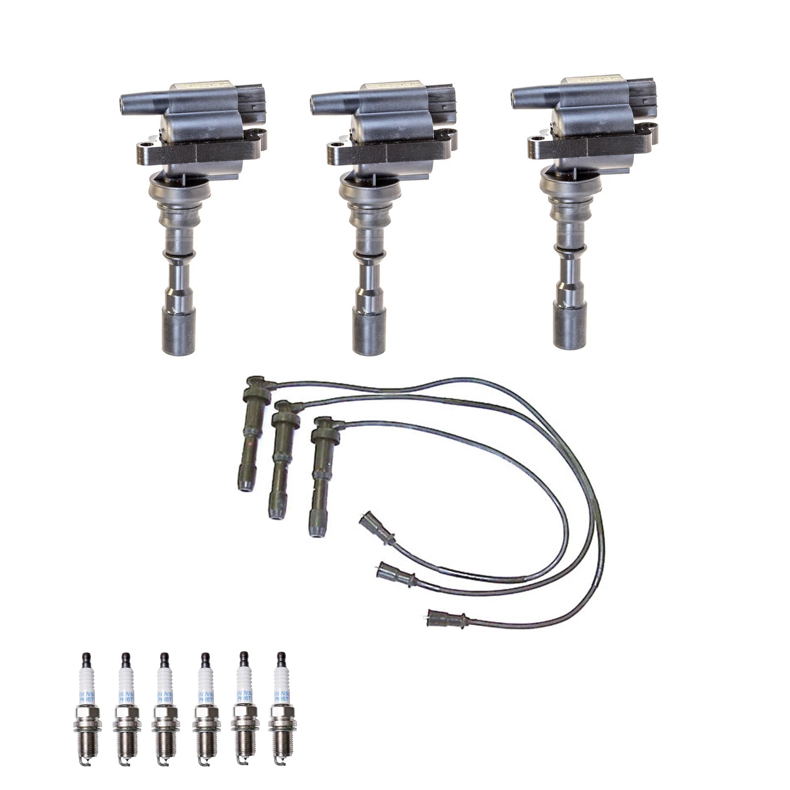 Set of 3 Ignition Coils & 6 Platinum Spark Plugs for Hyundai V6