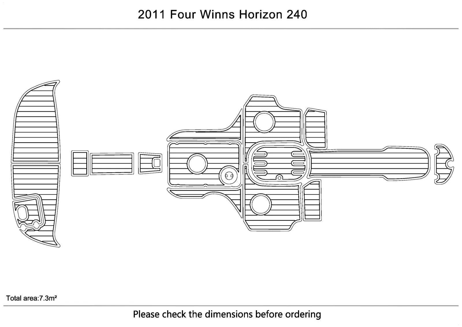 EVA Pads for Four Winns Horizon 240 (2011) - Foam Teak Deck Floor
