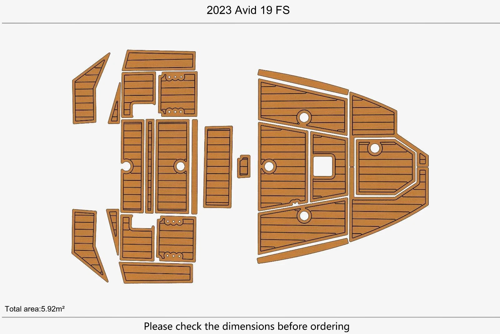 EVA Foam Teak Deck Pad for Avid 19 FS Swim Platform (2023)