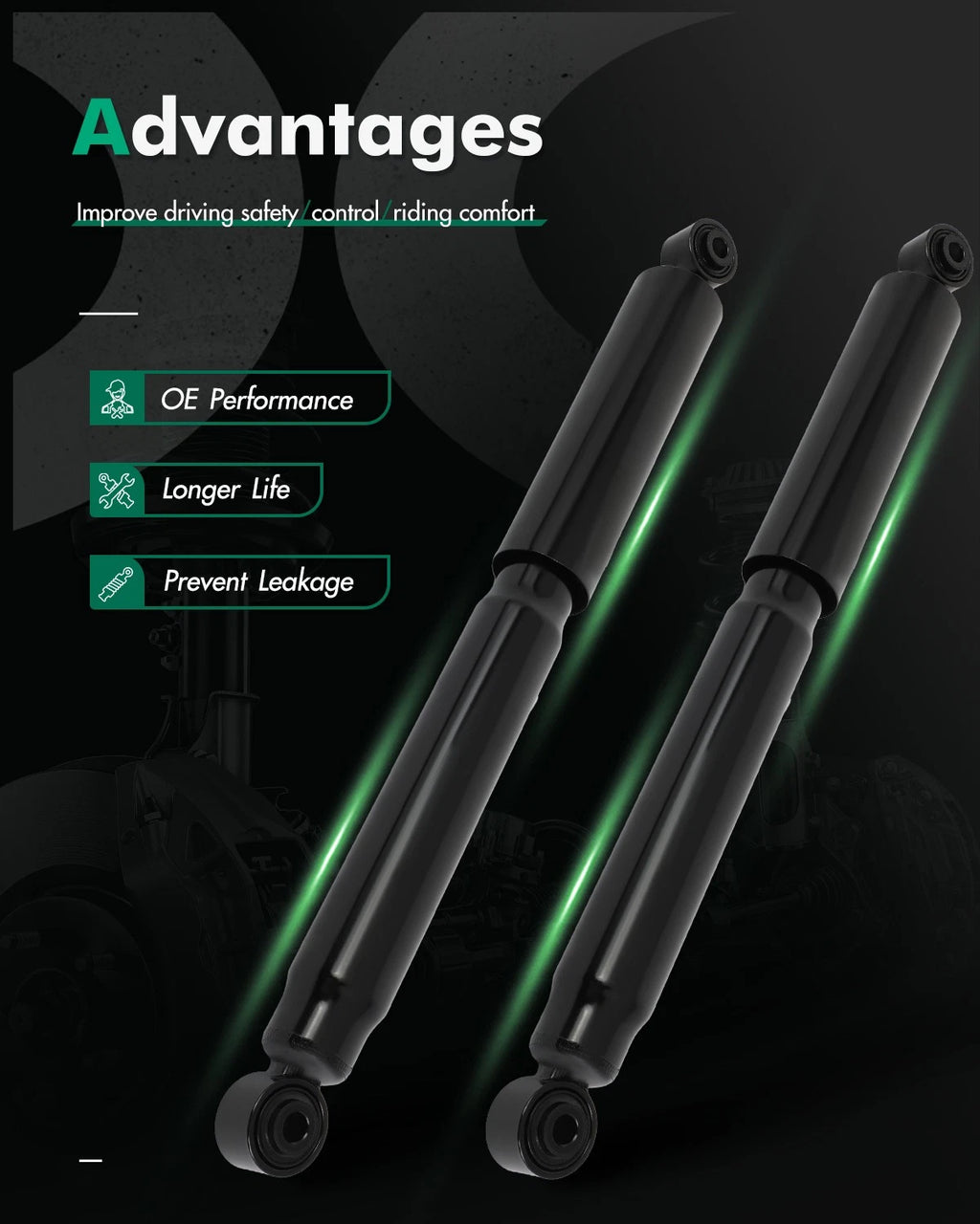 Set of 2 Rear Shock Struts for Chevrolet Silverado 3500 HD (2011–2022)