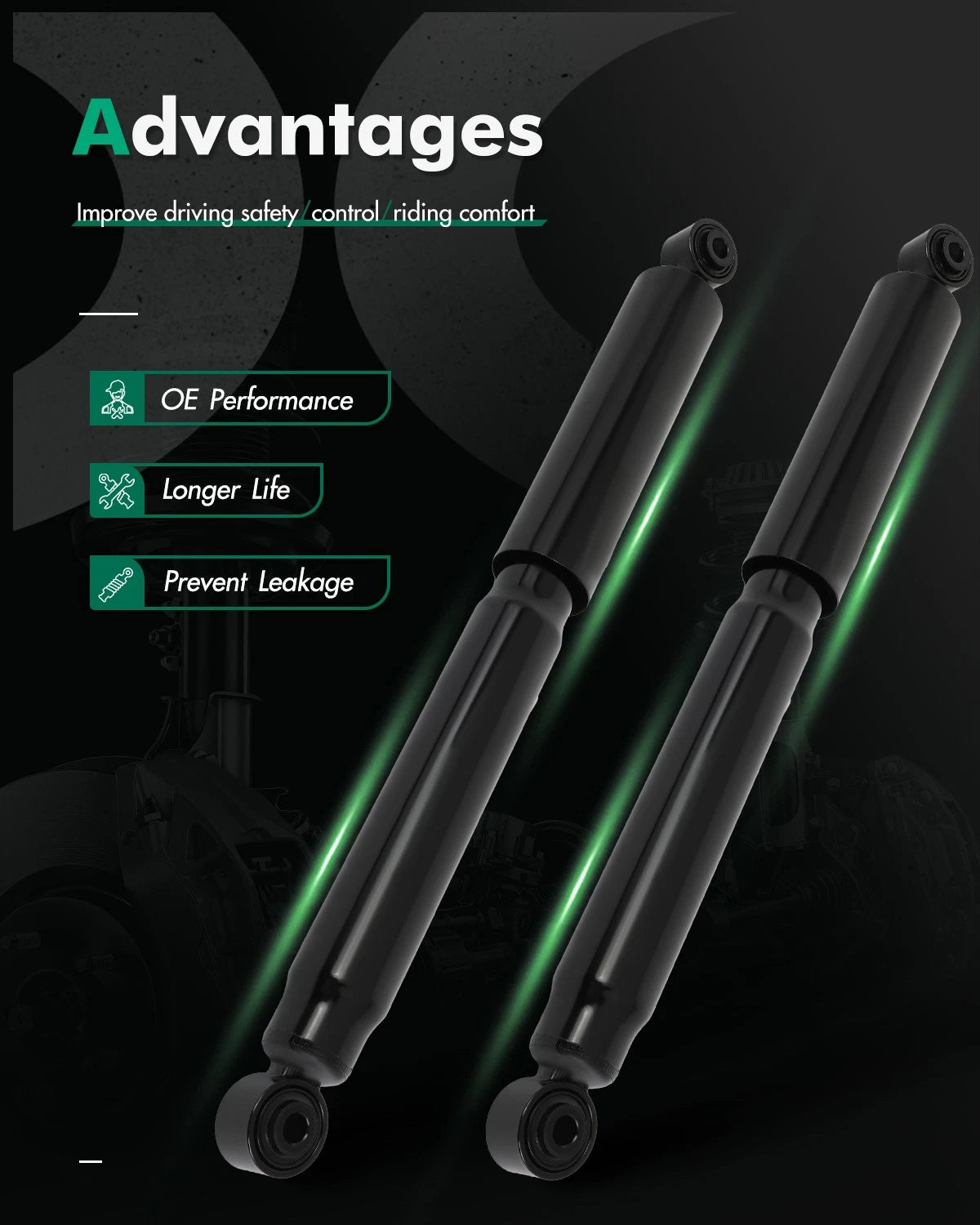 Set of 2 Rear Shock Struts for Chevrolet Silverado 3500 HD (2011–2022)