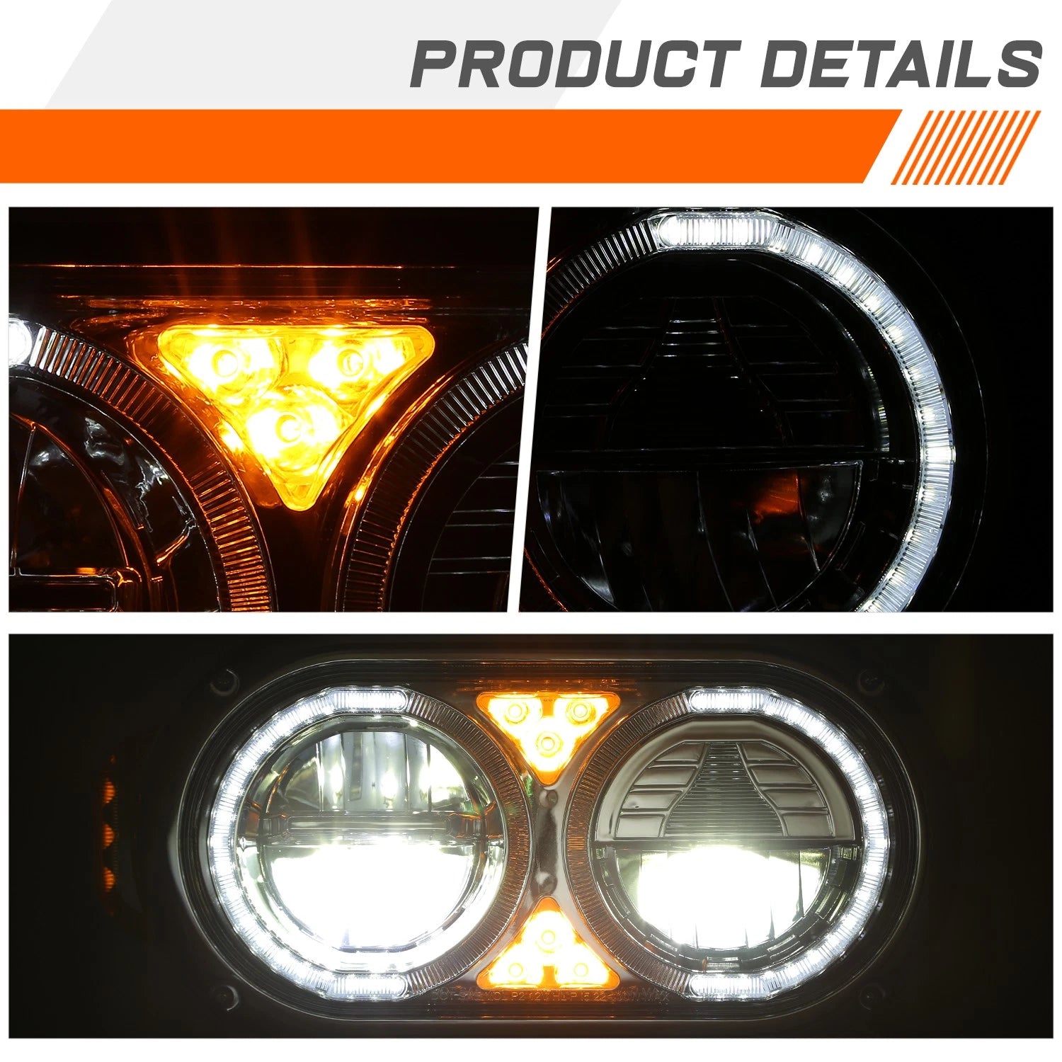 Full LED Turn Signal Headlights for Peterbilt 359 379 389 (1981–2021)