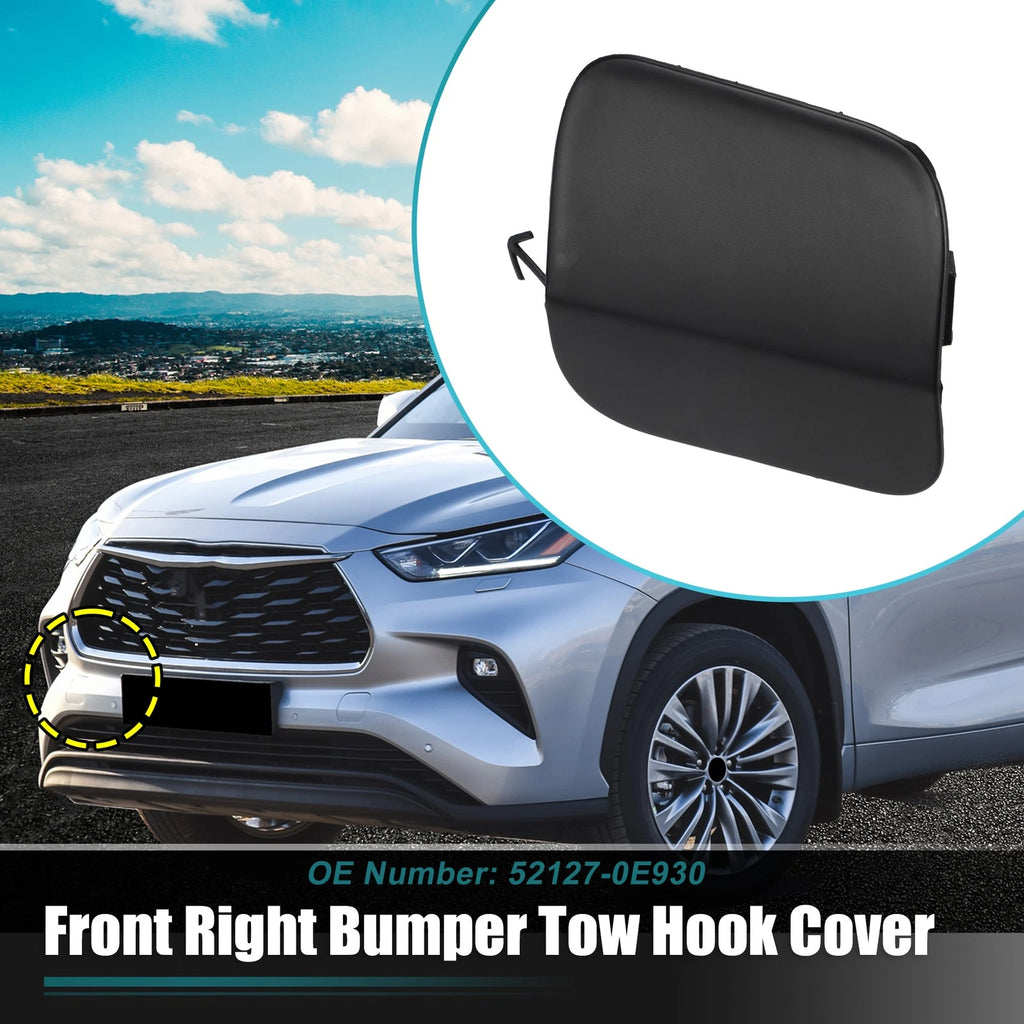 Front Right Bumper Tow Hook Cover for Toyota Highlander (2014–2019) No.52127-0E930 Black