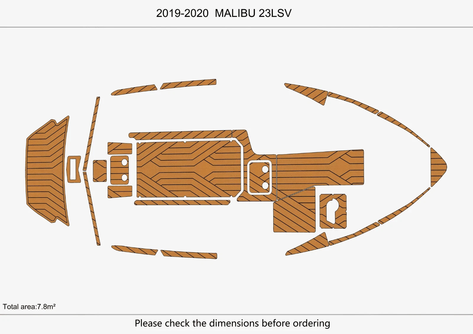 EVA Pad Teak Deck Flooring for Malibu 23 LSV (2019)