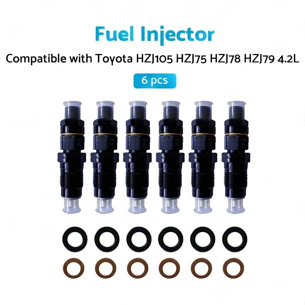 6X Diesel Fuel Injectors for Toyota HZJ105 HZJ75 HZJ78 HZJ79 (1990–2007)