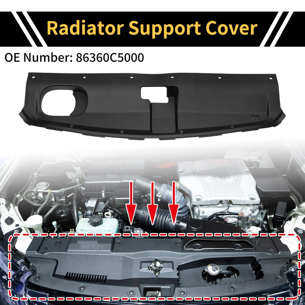 Radiator Support Cover for Kia Sorento (2021–2026) No. 86360C5000, ABS Black