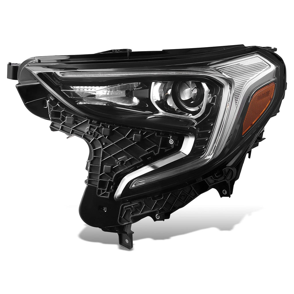 Projector Headlight Driver Left for GMC Terrain (2018–2021) - Black Housing, Amber Corner