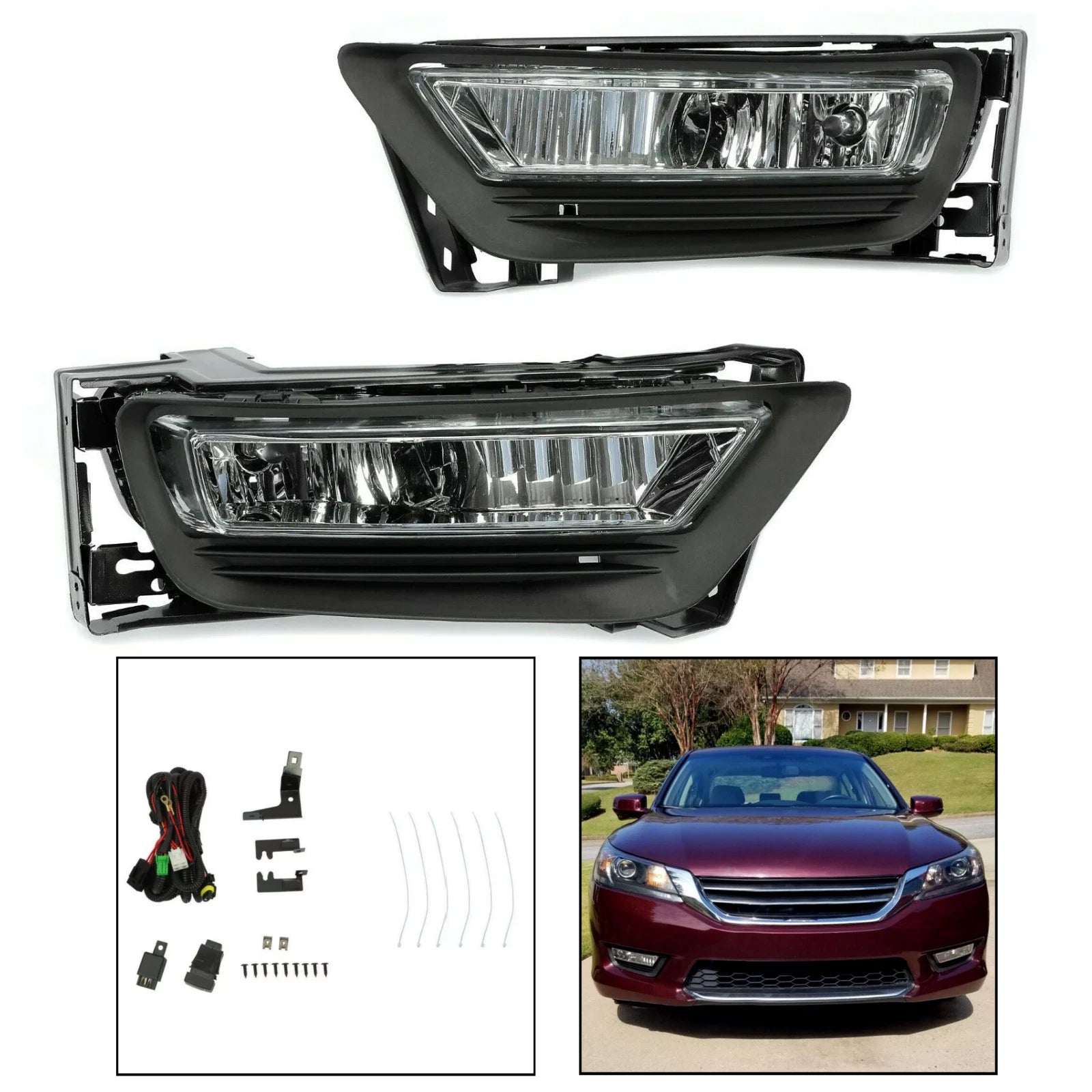 Pair Fog Lights for Honda Accord Sedan (2013–2015) W/Bulbs