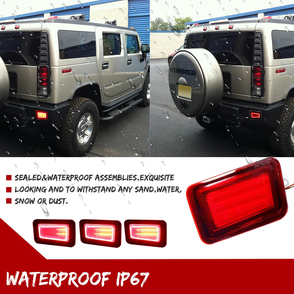 2X Red Lens Rear Bumper Reflector Tail Lights for Hummer H2 (2005–2009)