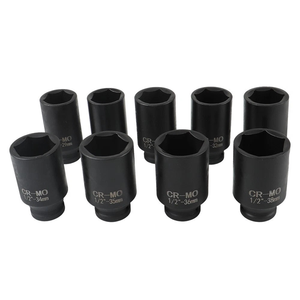 Set of 9 Deep Impact Sockets for 1/2" Drive (29-38mm)
