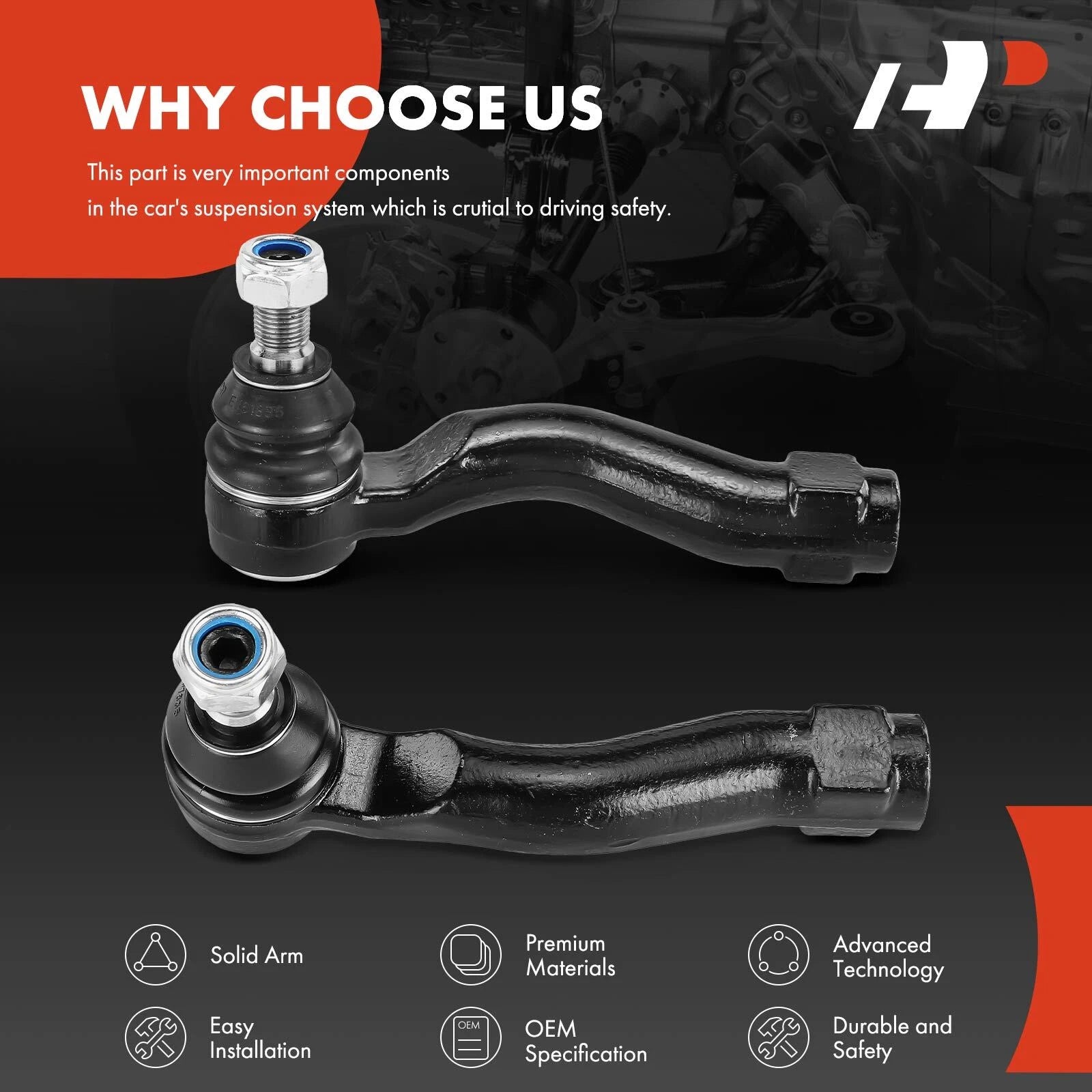 Front Outer Tie Rod Ends for Toyota Land Cruiser 2008–2021 Lexus LX570