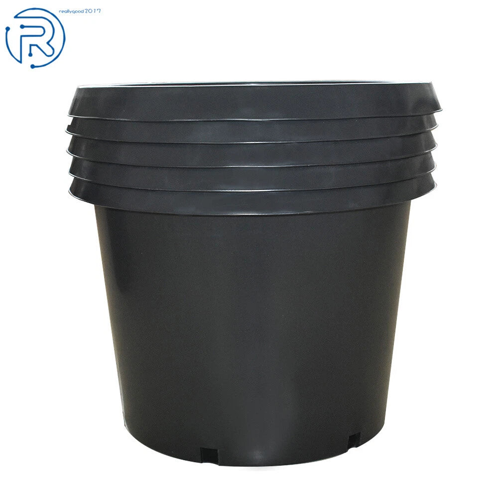 Set of 5 Black 20 Gallon Nursery Containers for Plants