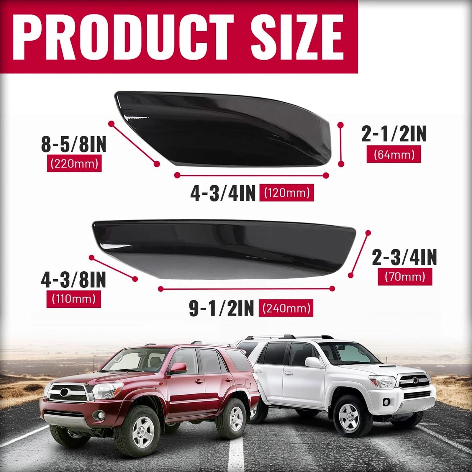 Set of 4 Roof Rack Bar Rail End Cover Caps for Toyota 4Runner (2003–2009)