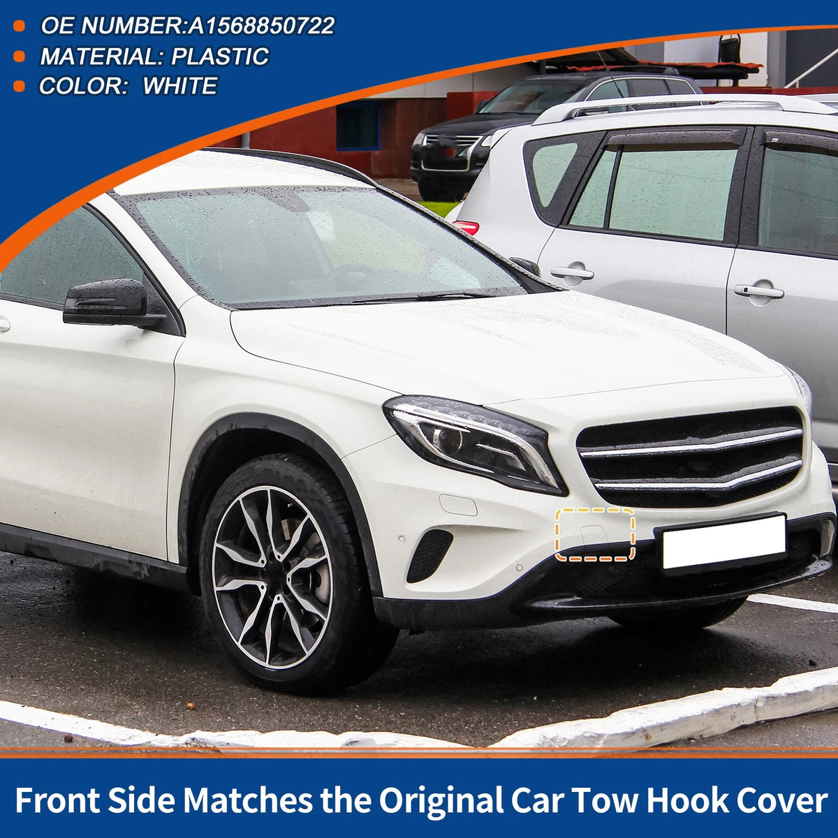Tow Hook Cover for Mercedes-Benz GLA X156 (2014–2020) No.A1568850722 White