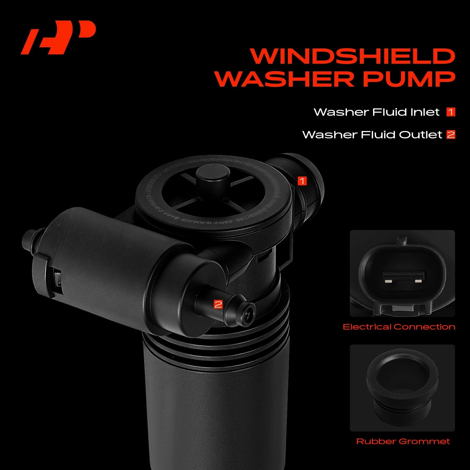 Washer Pump with Rubber Grommet for Nissan Versa Juke