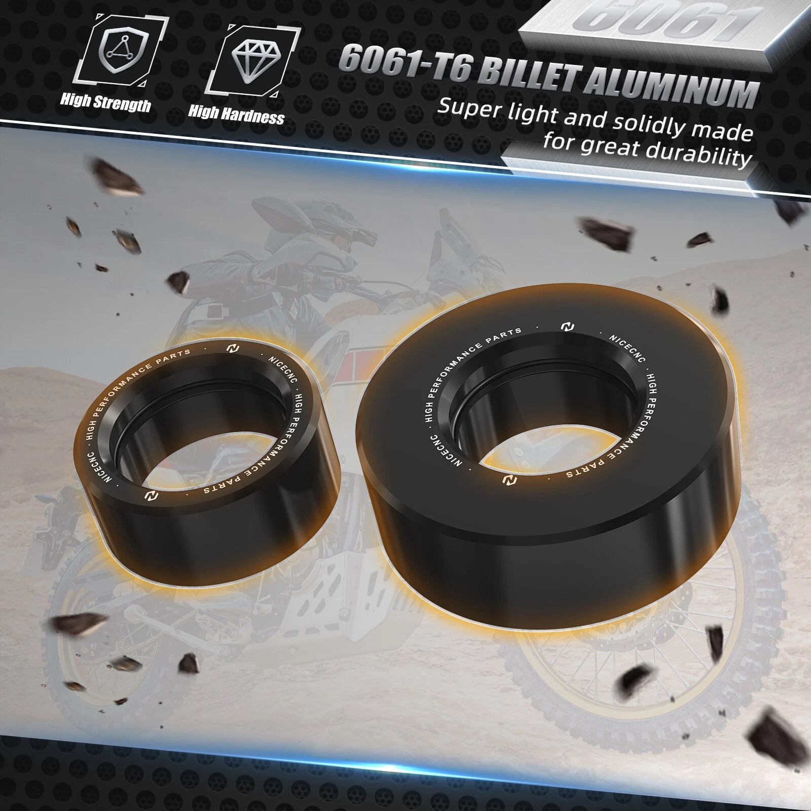 2X Anodized Rear Wheel Collar Spacers for Yamaha FZ07 FZ09 (2014–2017)