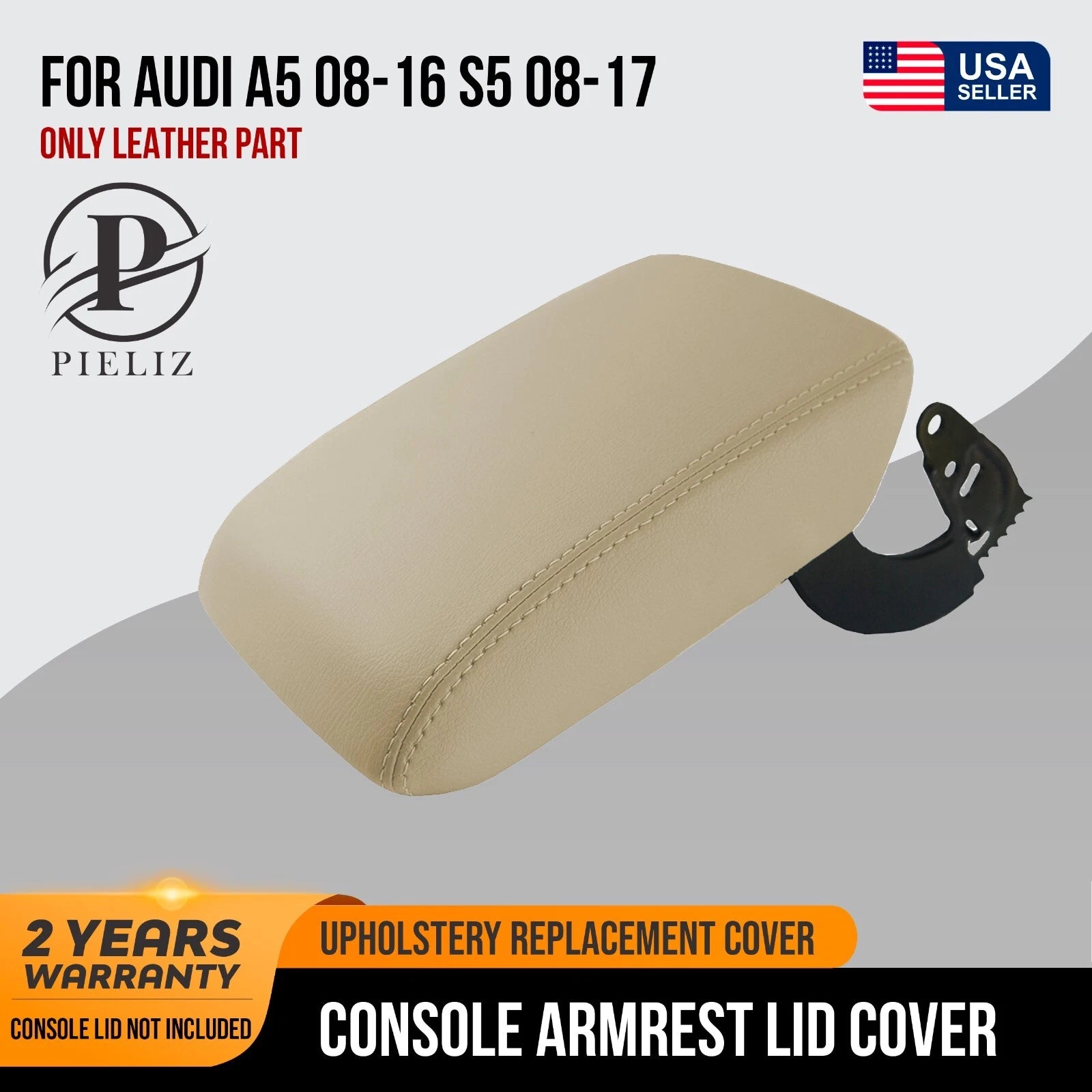 Leather Synthetic Center Console Armrest Cover for Audi A5 (2008–2017) Beige