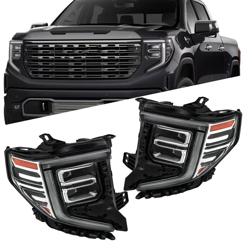 Black LED Headlights Pair for Sierra 1500 Denali (2022–2024)