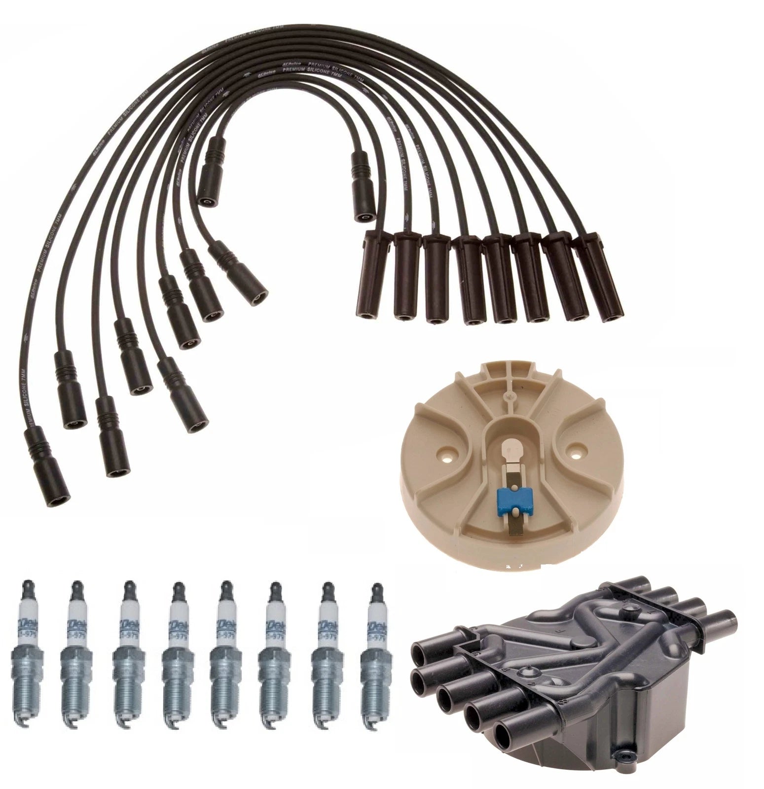 ACDelco Ignition Kit for Chevy GMC 7.4 V8 (1996–2002) - Rotor, Cap, Wires, Plugs