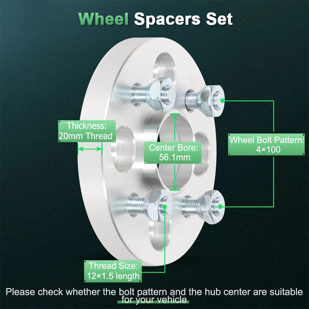 Set of 4 Wheel Spacers 20mm Hubcentric for Honda Mini Cooper
