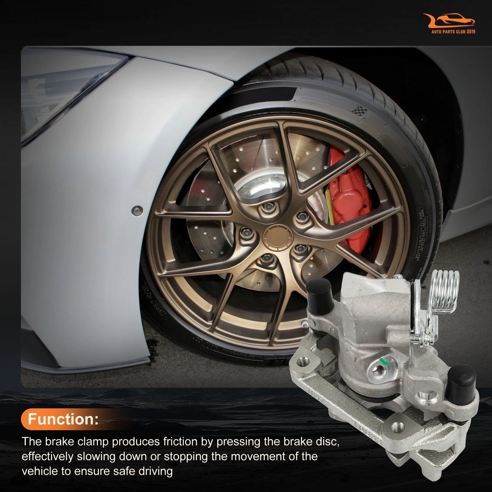 Rear Brake Calipers with Bracket for Ford EcoSport (2018-2020) & Focus (2012-2018)