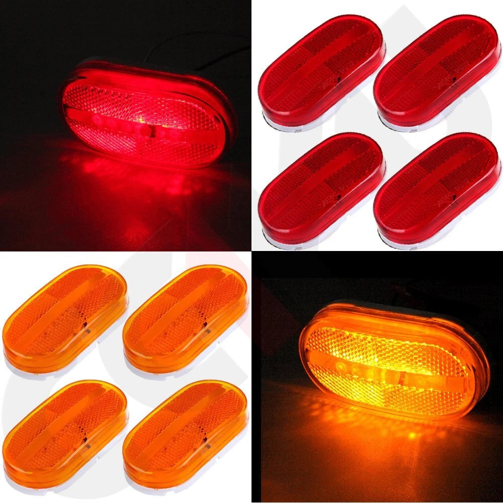 8X 4'' Oval 6 Diodes Side Marker Clearance Light for Trailer Truck (N/A)