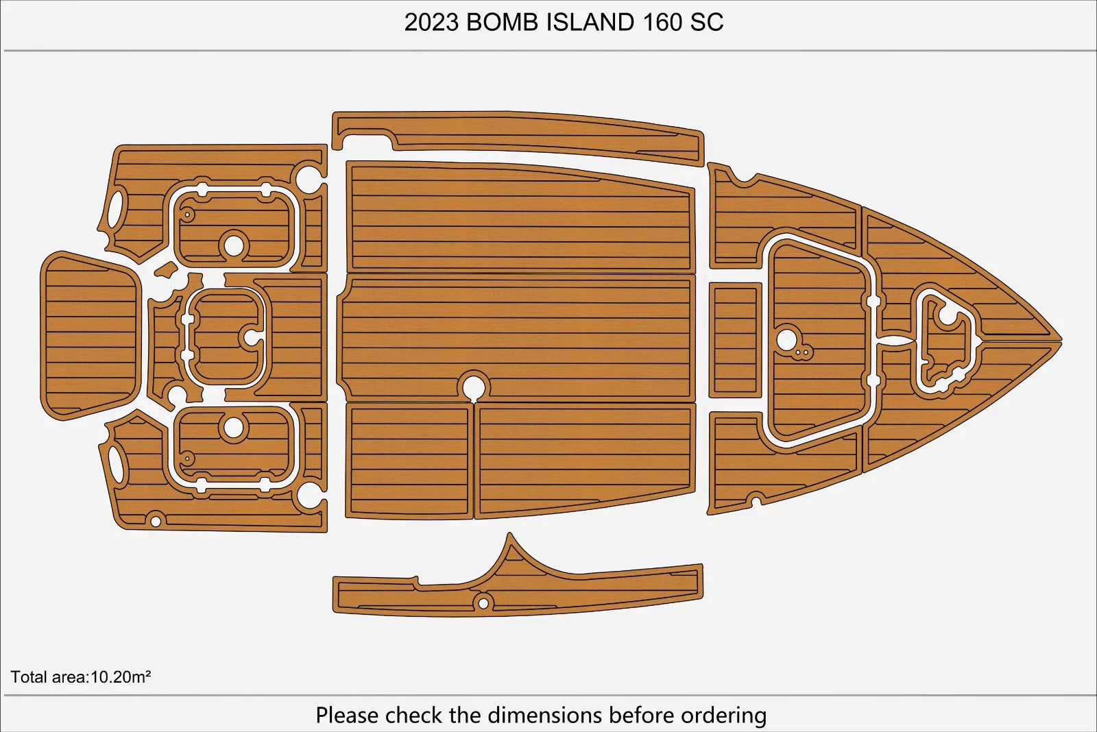 EVA Foam Teak Deck Floor Mat for Bomb Island 160 SC (2023)