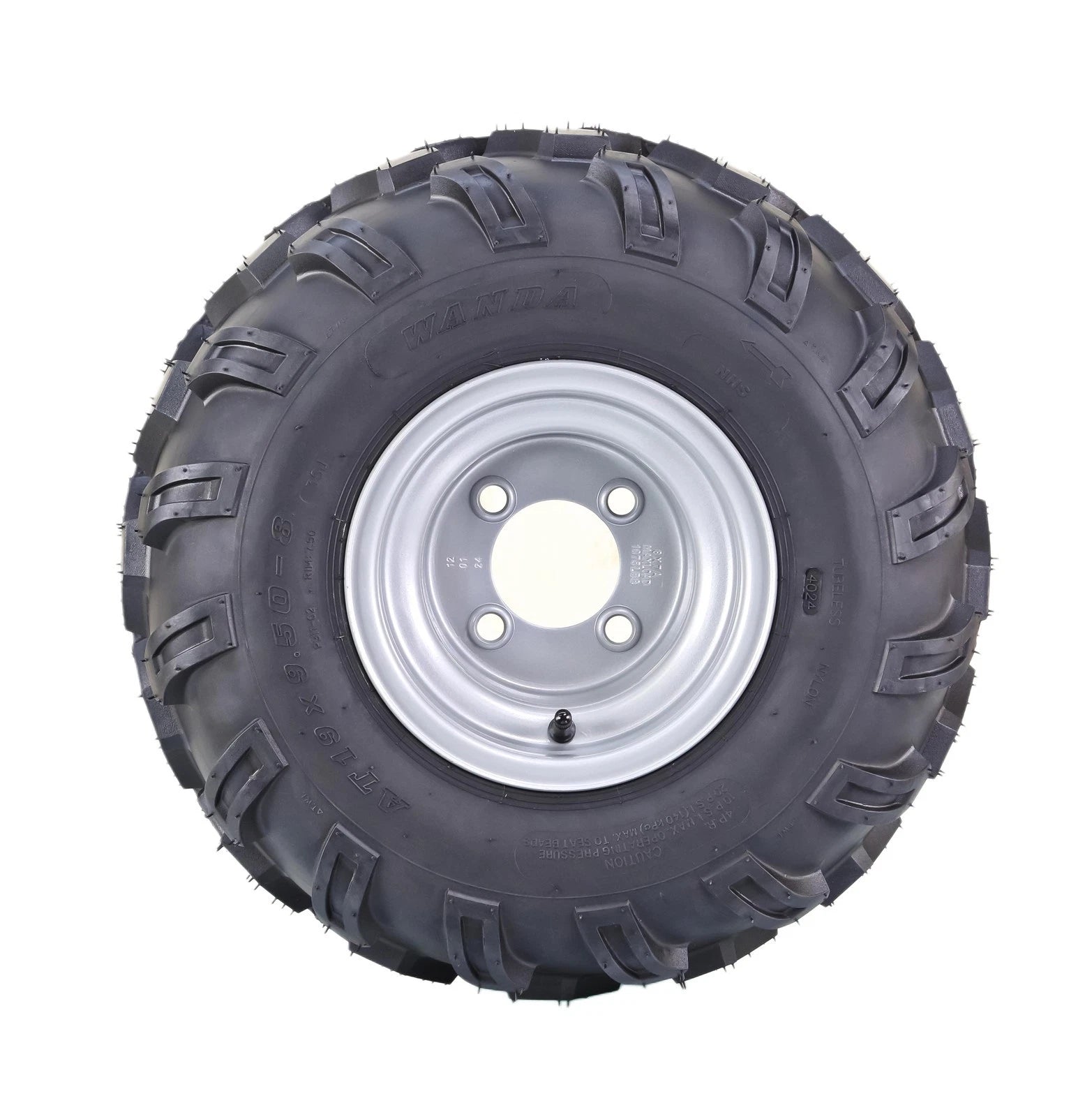 Set of 2 WANDA ATV Golf Cart Tires & Wheels 19X9.5-8 4PR with 4x4" Silver Wheel