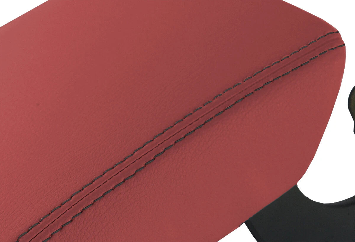 Leather Console Lid Armrest Cover for Audi A5 S5 (2008–2017) Red Black Stitch