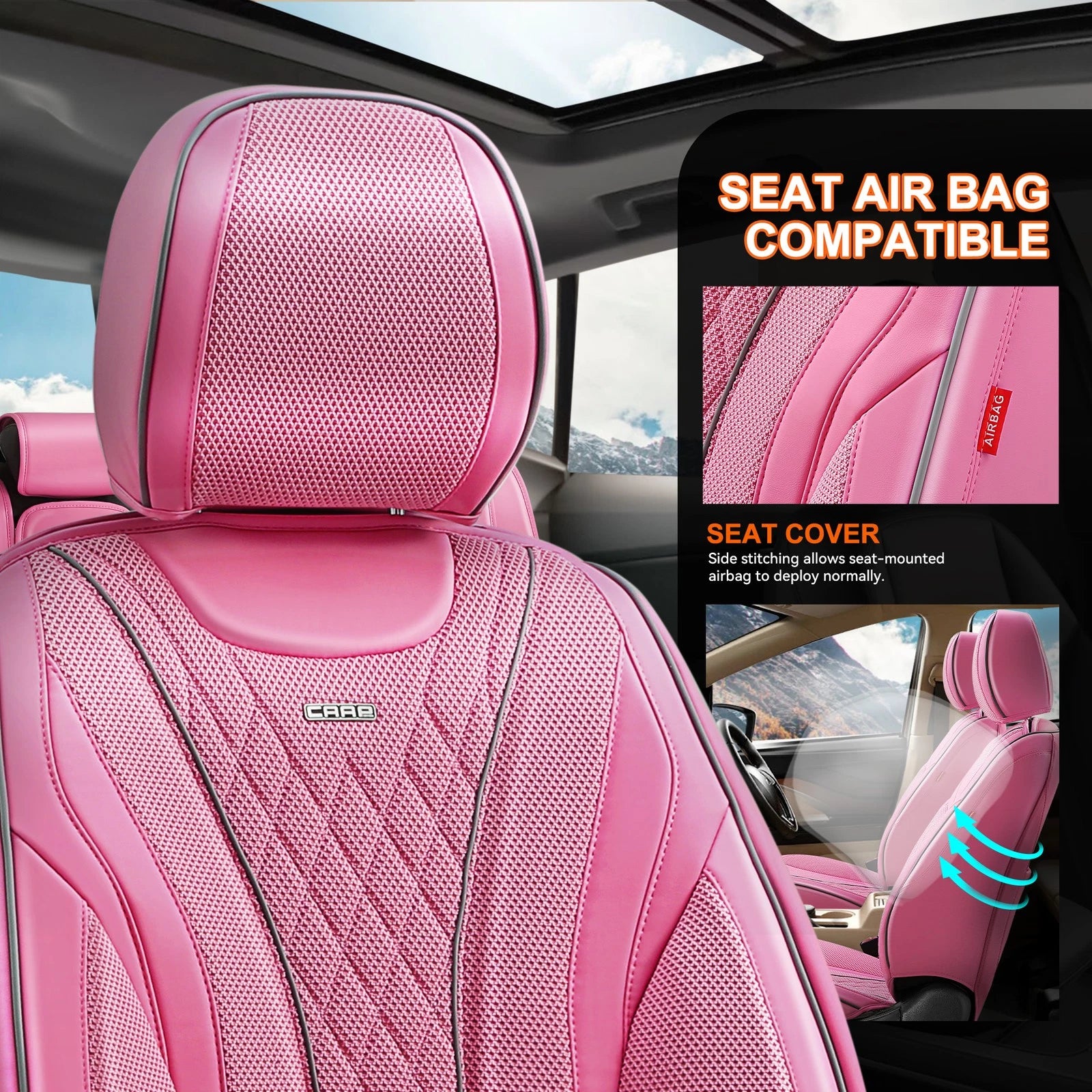 1st Front Row Bucket Seat Cover for Universal Fit - Diamond Series Pink