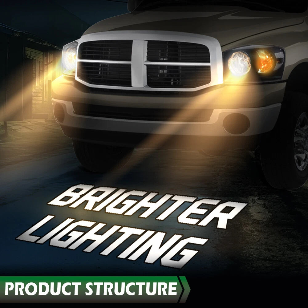 Smoke Black Headlights for Dodge Ram 1500 2500 3500 (2006–2009)