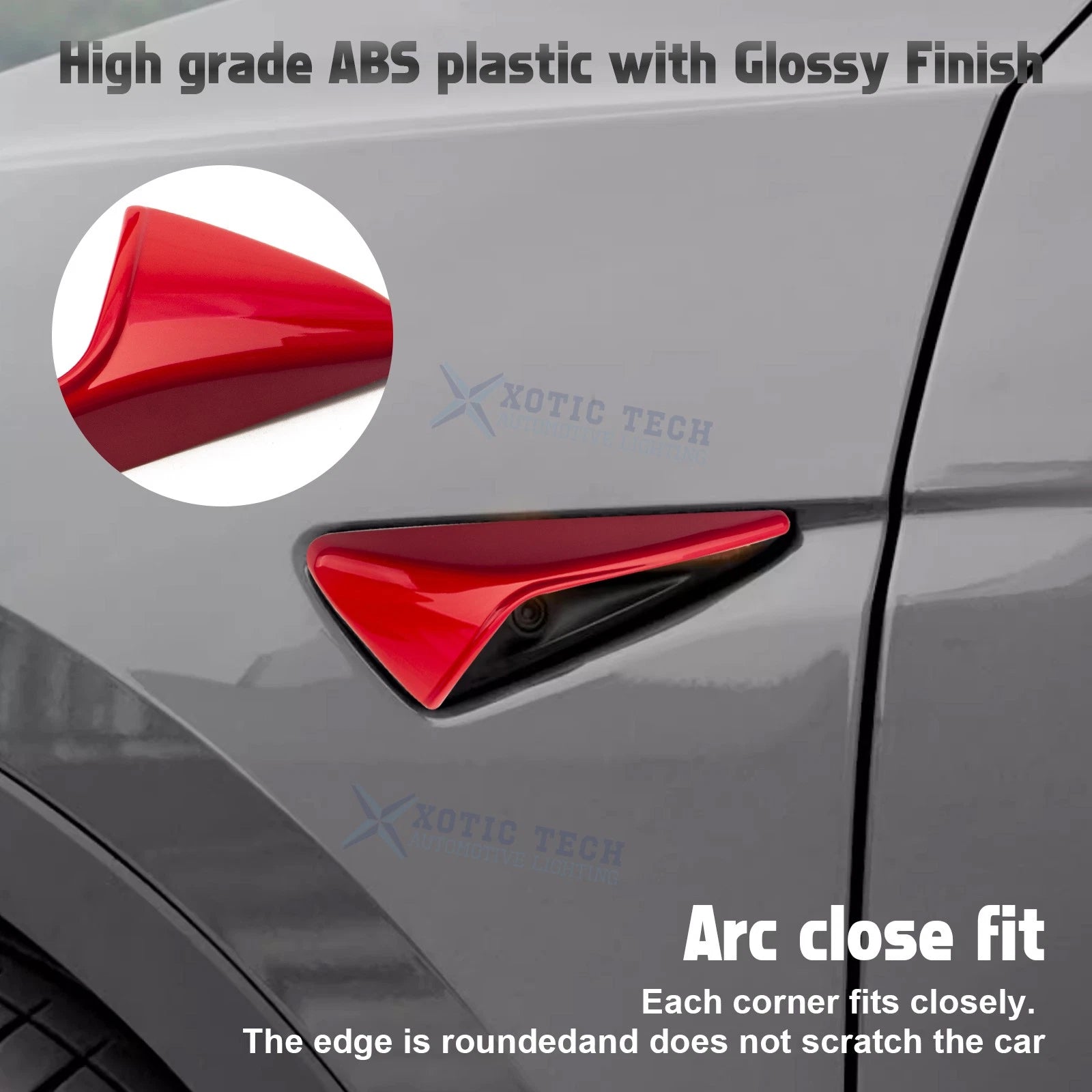 Glossy Red Side Fender Camera Vent Covers for Tesla Model 3 Y (2020-2024)