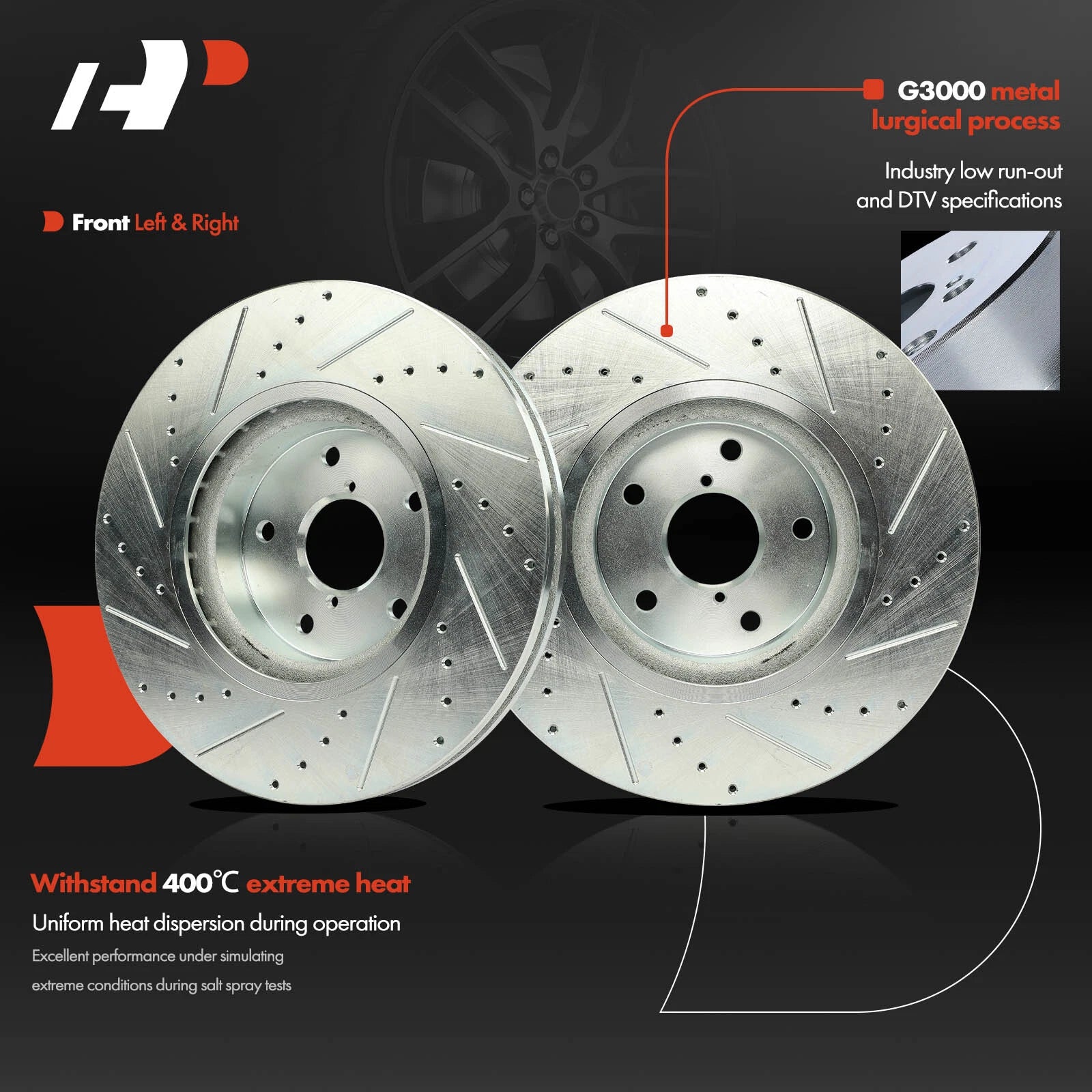 Front Drilled Brake Rotors & Ceramic Pads for Subaru Impreza WRX STI (2008–2014)