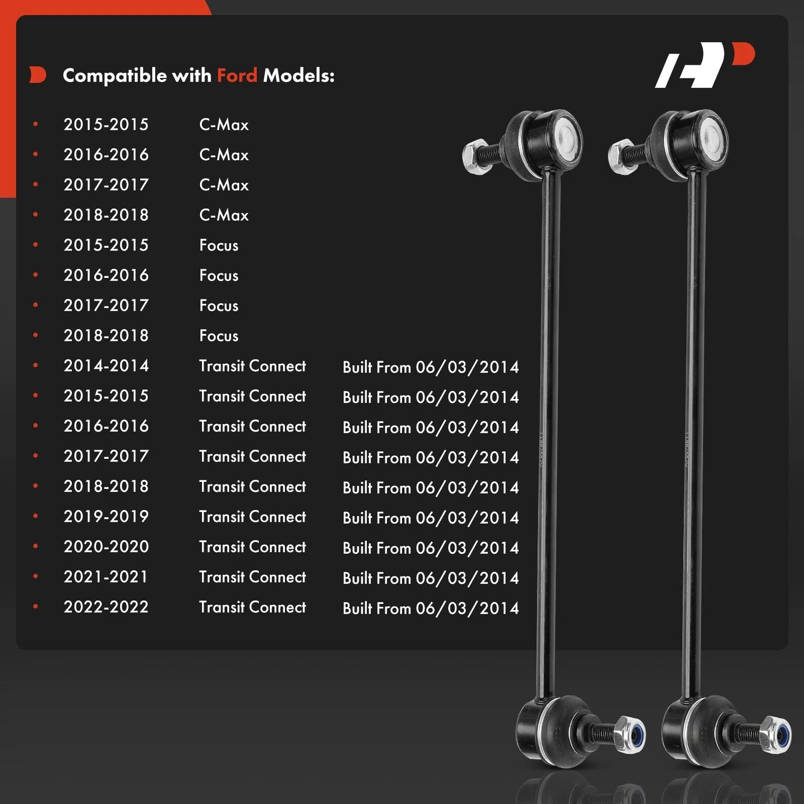 2X Front Sway Stabilizer Bar Links for Ford Focus C-Max (2012-2019)