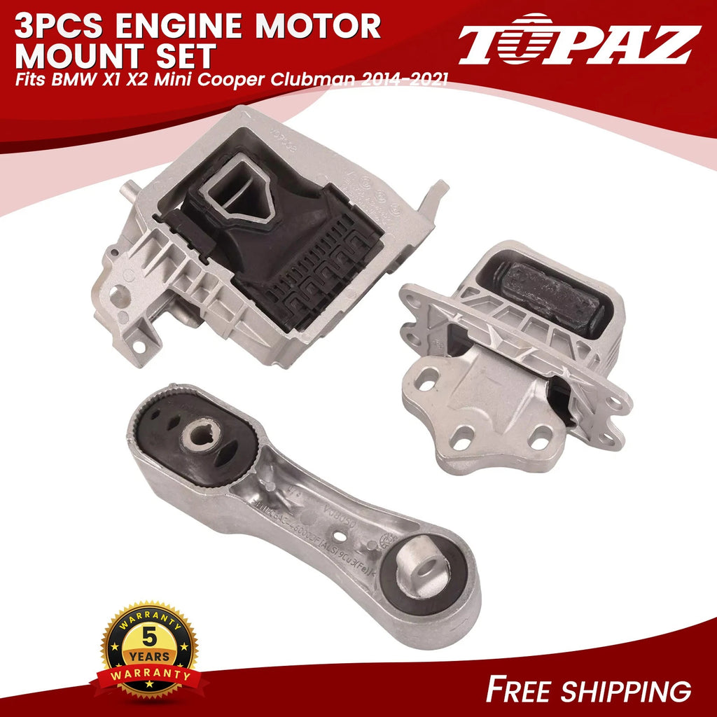 Set of 3 Engine Motor Mounts for BMW X1 X2 Mini Cooper (2014–2021)