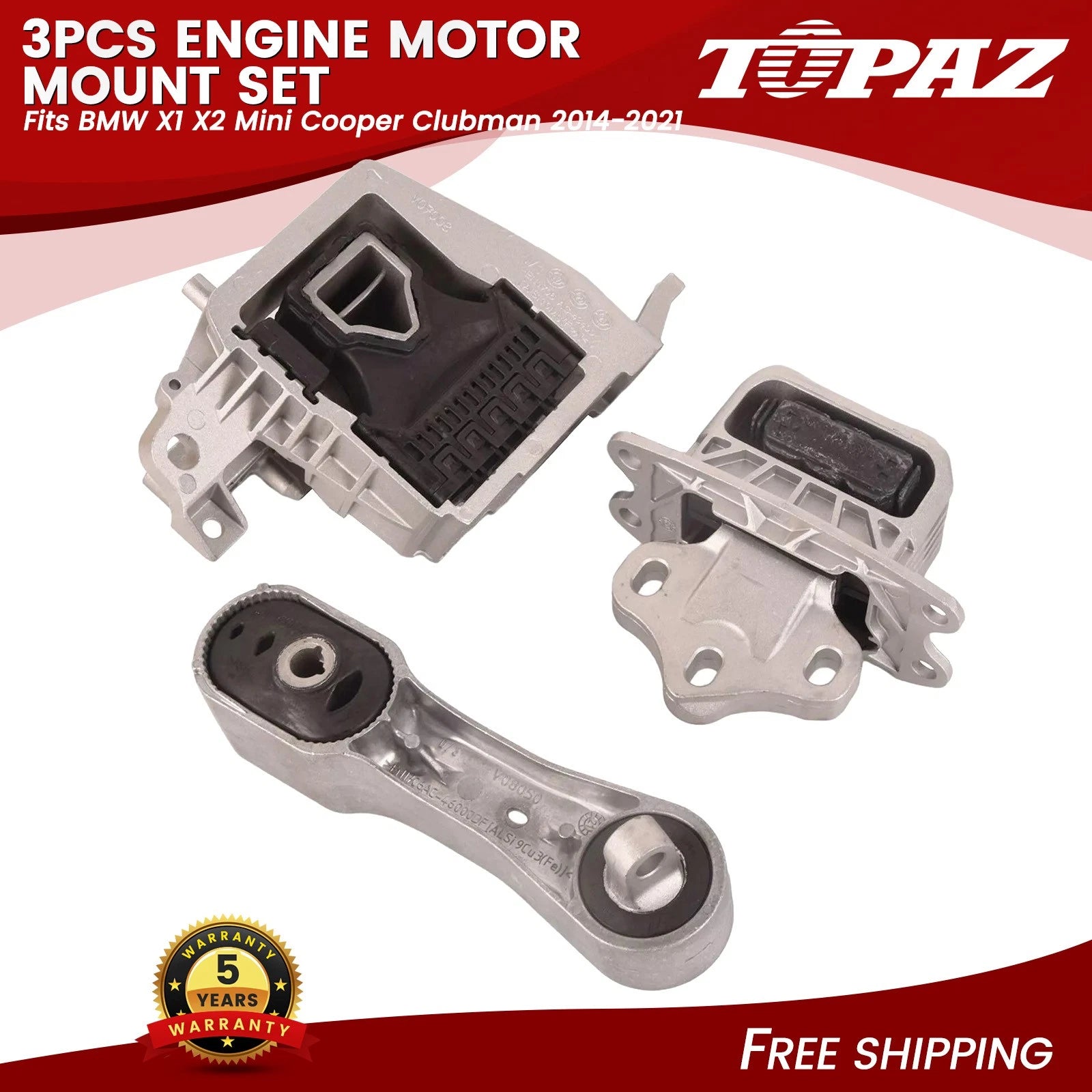 Set of 3 Engine Motor Mounts for BMW X1 X2 Mini Cooper (2014–2021)
