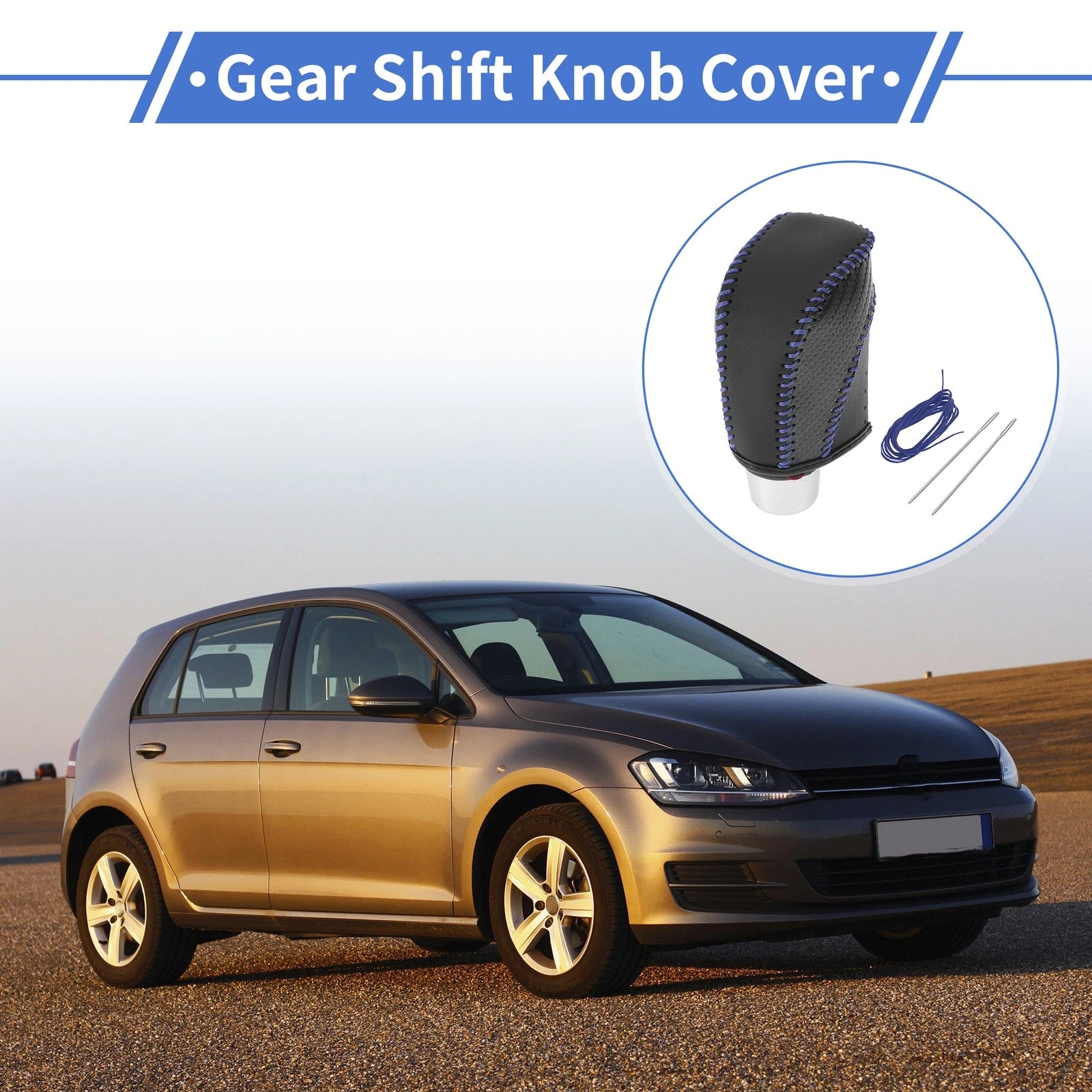 Gear Shift Knob Cover for Volkswagen Golf (2015–2019) Carbon Fiber Blue