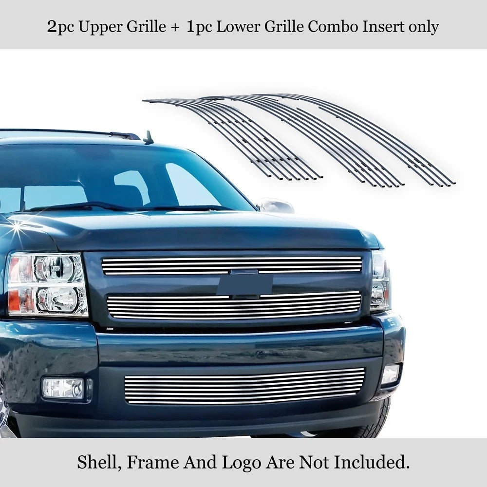 Stainless Chrome Grille Combo for Chevy Silverado 1500 (2007-2013)