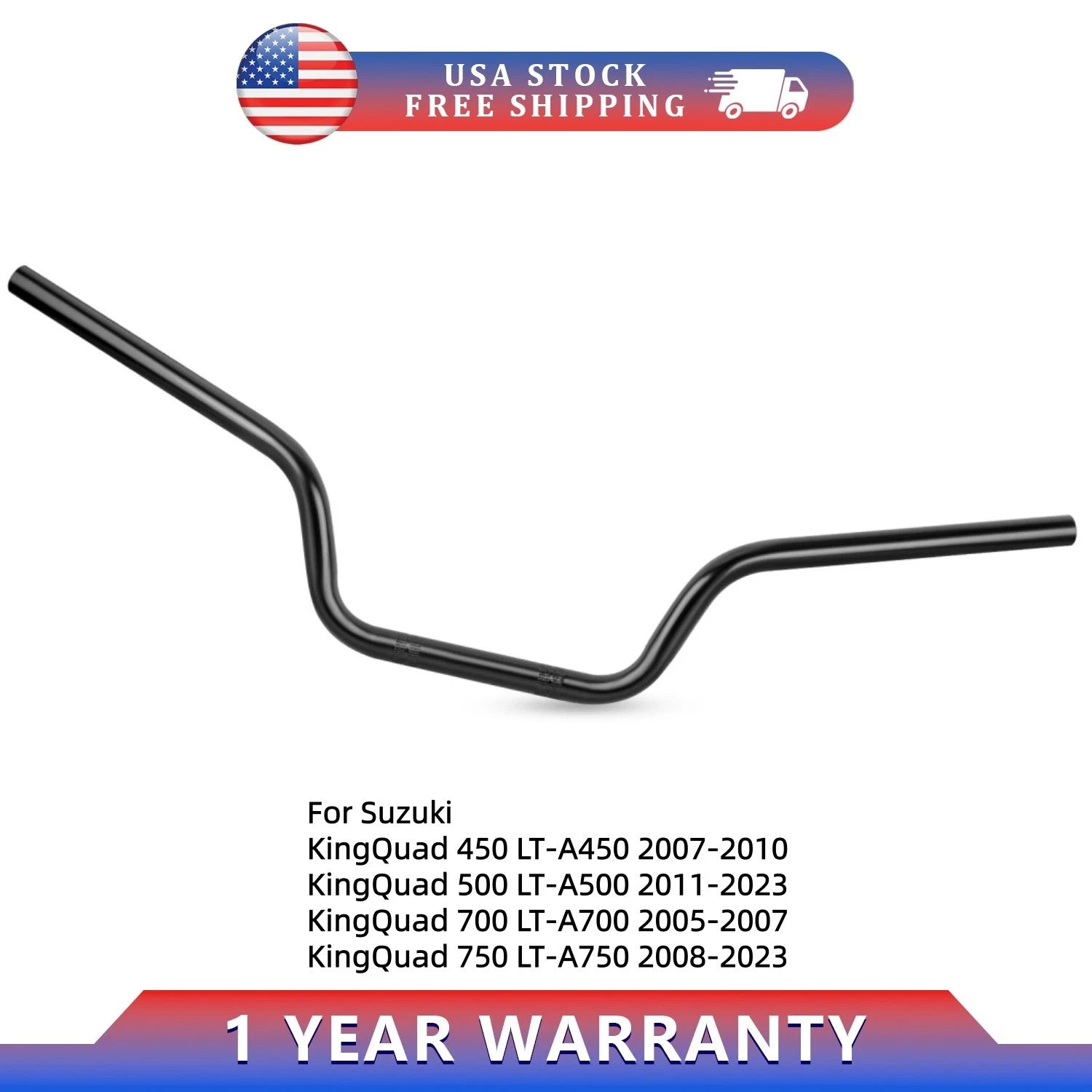 Handlebar for Suzuki King Quad 450 500 700 750 4x4 (2005–2023) 56111-31G30 Black