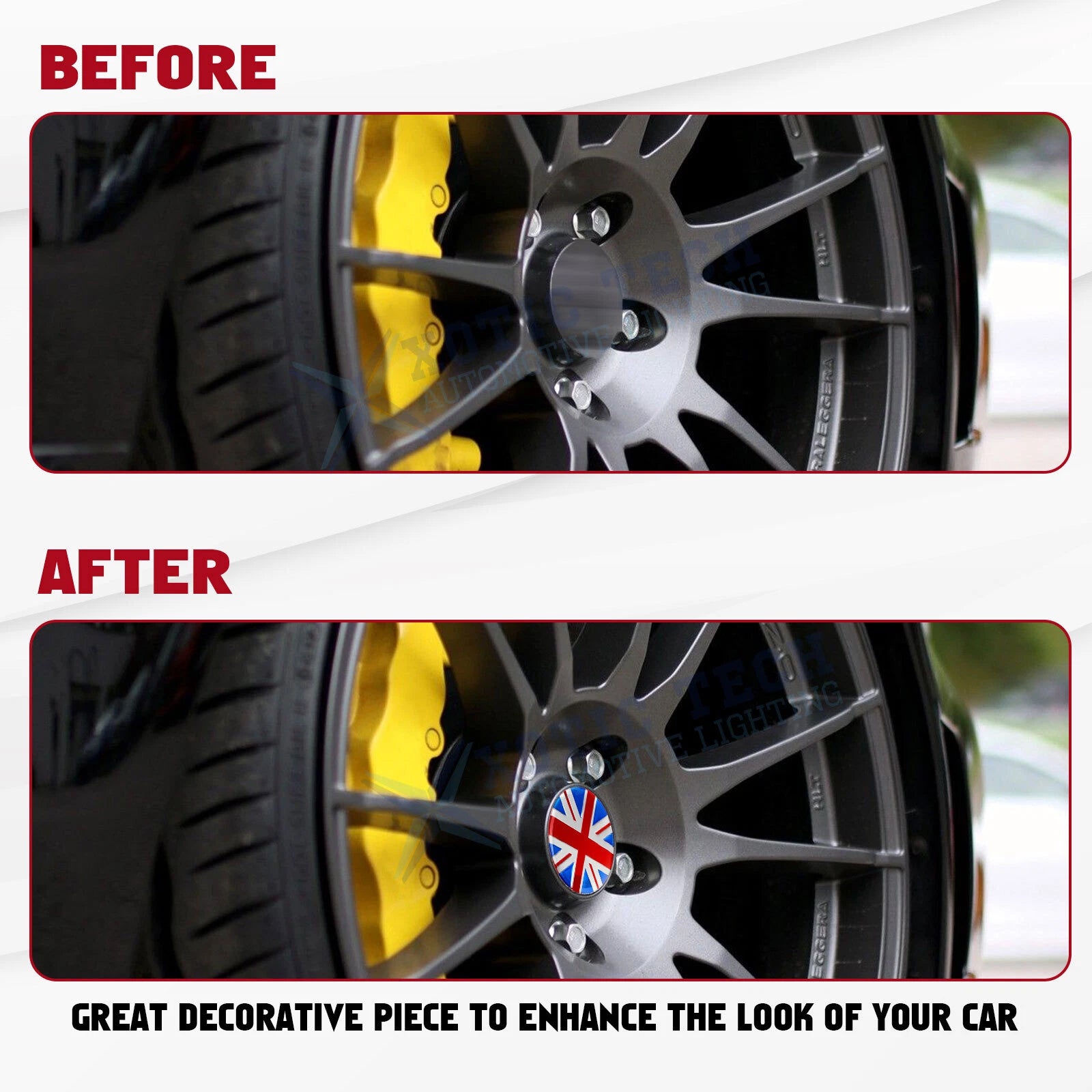 Black Union Jack Car Wheel Center Cap and Valve Caps for Mini Cooper (2002-2024)