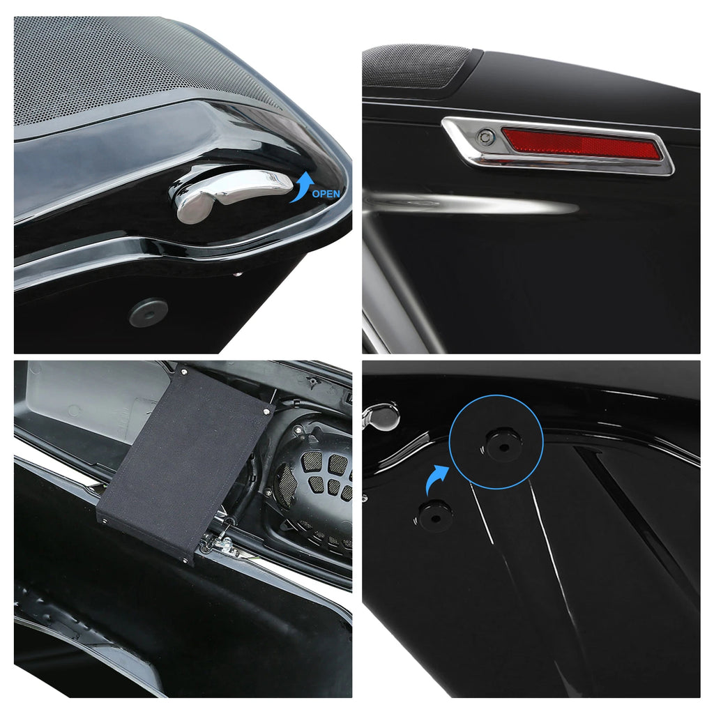 Stretched Extended Saddlebags with Speaker Grill for Harley Touring (2014–2024)