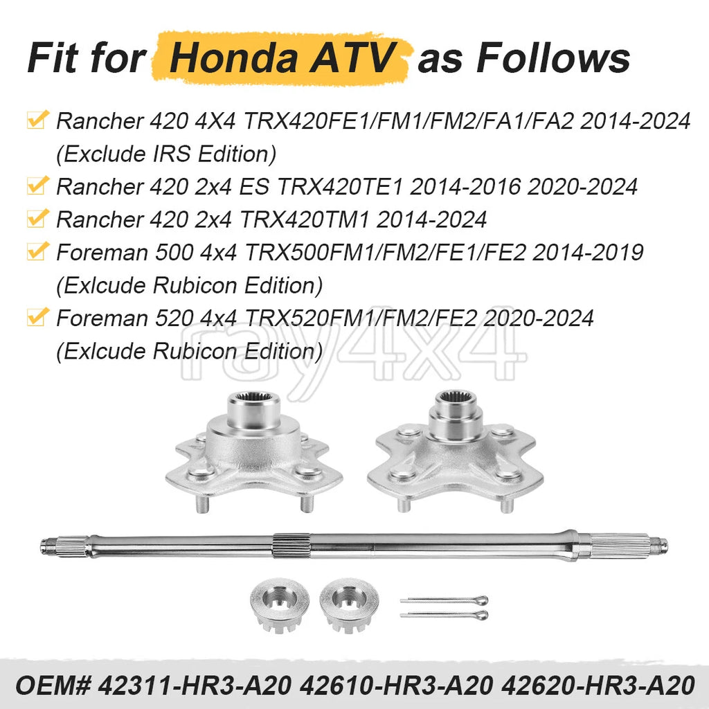 Rear Axle Shaft Wheel Hub for Honda TRX420FA1 TRX420FA2 (2014–2021)