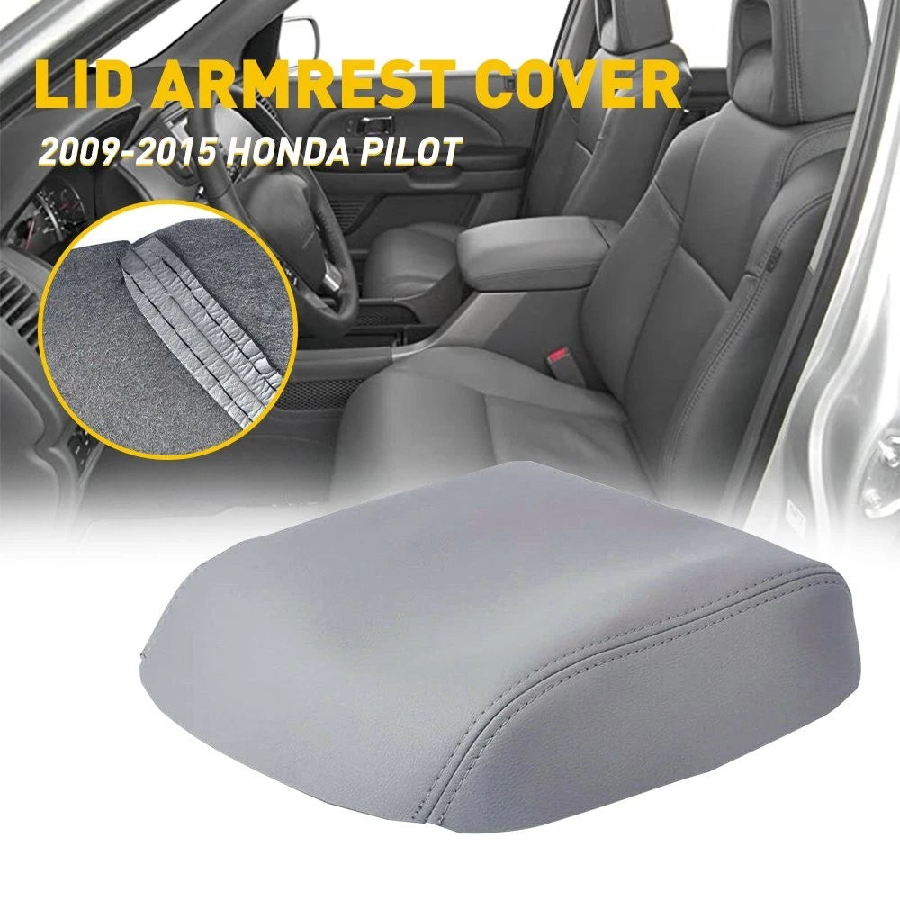 Leather Center Console Lid Armrest Cover Trim for Honda Pilot (2009–2015)