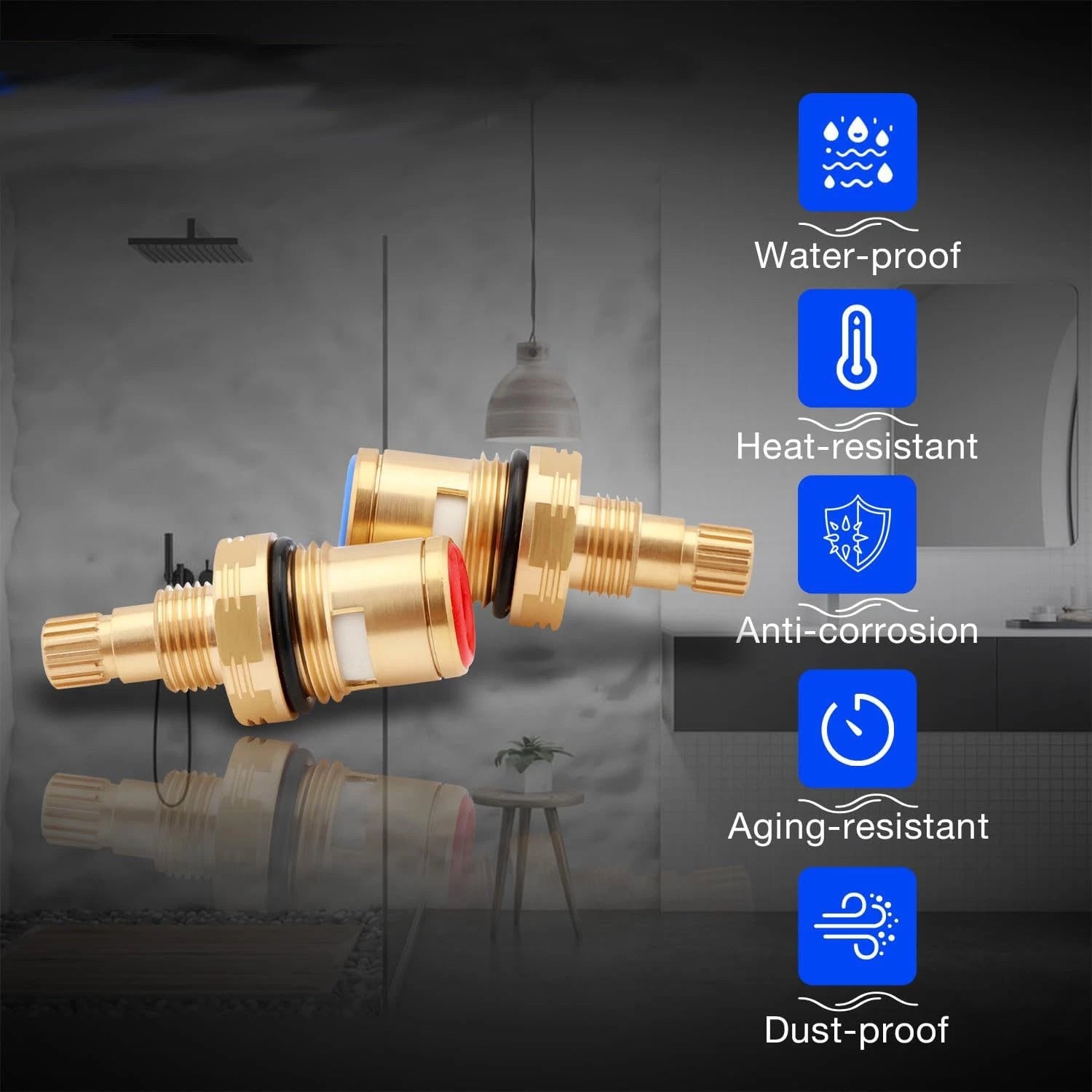 Set of 2 Brass Ceramic Valve Cartridges for CC Basin Faucet