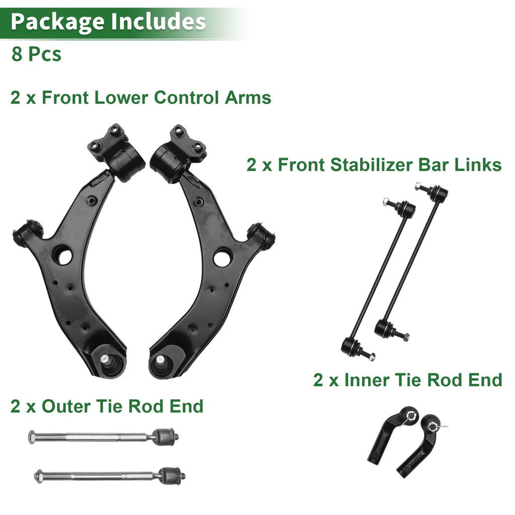 8 Pcs Front Lower Control Arms for Mazda 3 (2004–2009) No.K620040/K620041/K80235