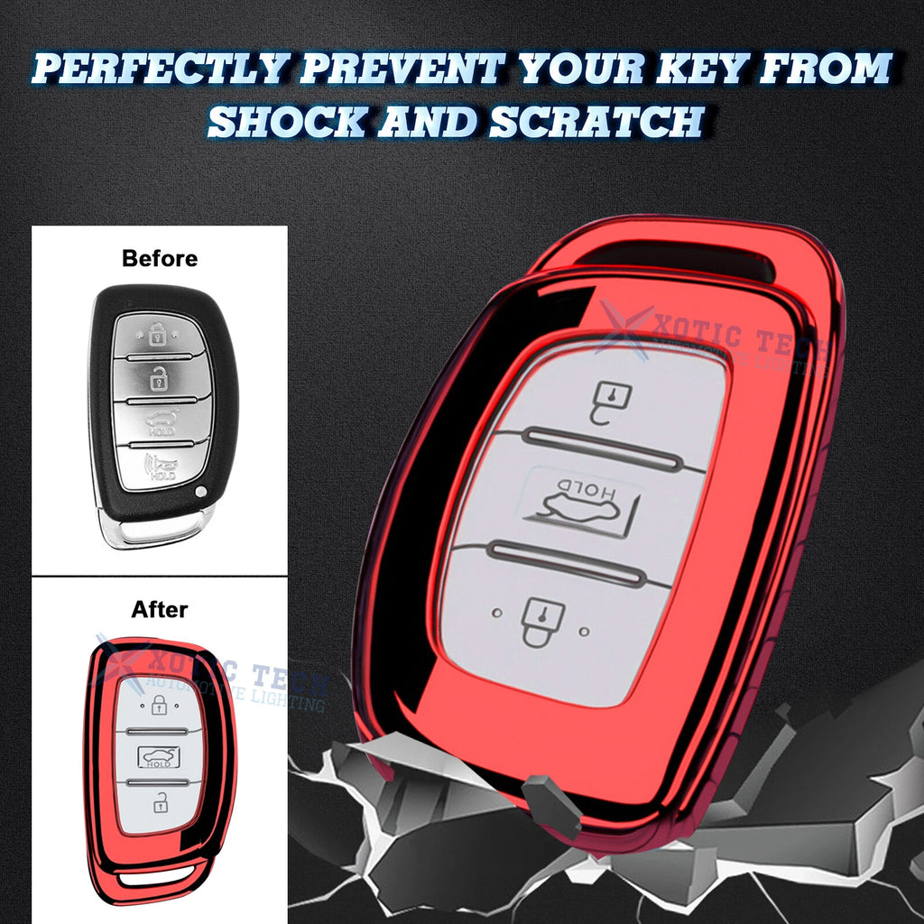 Red Full Cover Remote Keyless Entry Key Shell Case for Hyundai (2011-2018)