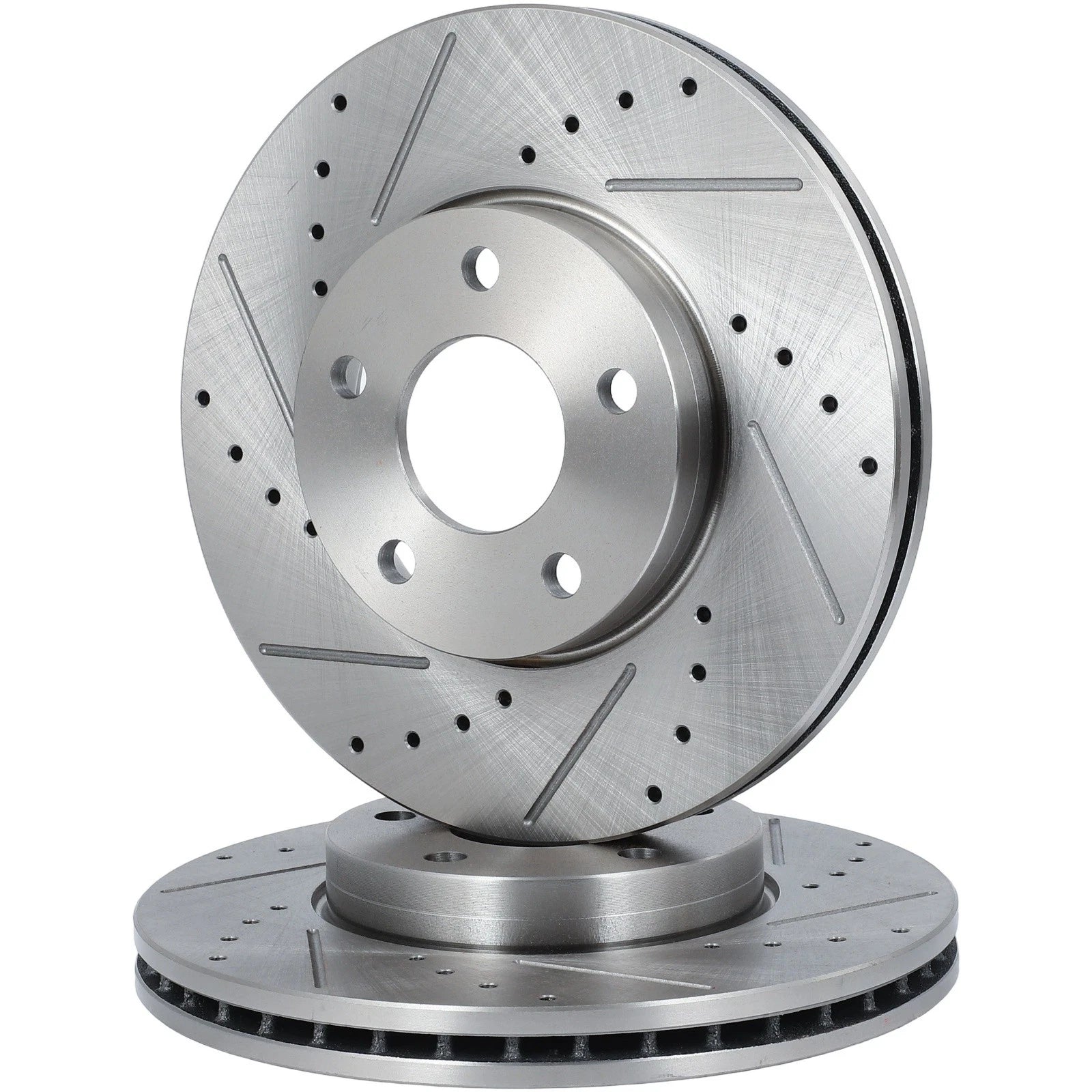 Front Brake Drilled & Slotted Rotors & Ceramic Pads for Ford Focus (2013–2016)